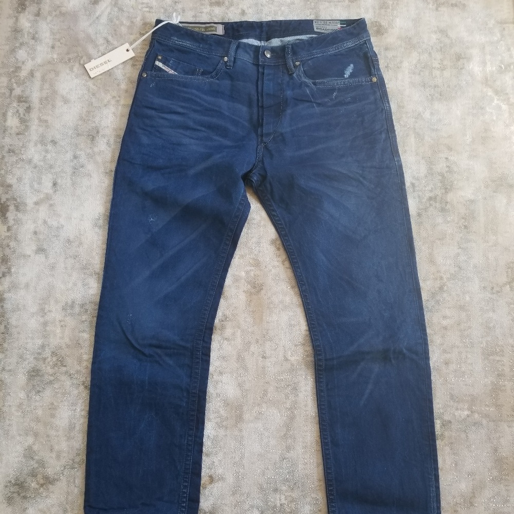 New Diesel Braddom Regular Slim Carrot Dark Jeans
